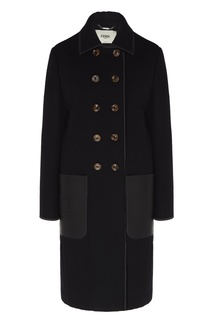 Черное пальто из шерсти Fendi