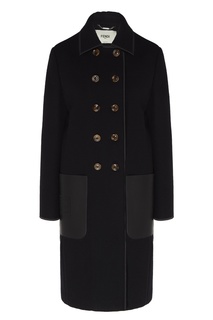 Черное пальто из шерсти Fendi