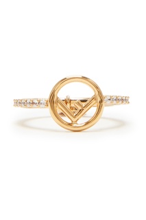 Золотистое кольцо с логотипом Fendi