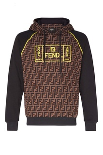 Черное худи с фирменной отделкой Fendi