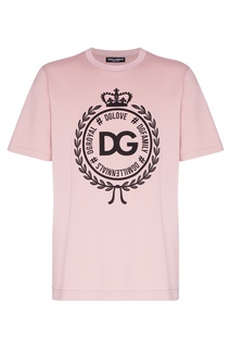 Розовая футболка с логотипом Dolce & Gabbana