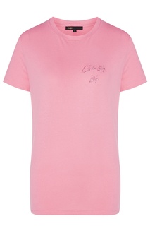 Розовая футболка с вышивкой Maje