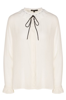 Белая блуза с декорированным воротником Maje