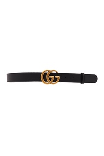Черный кожаный ремень с пряжкой GG Gucci Man