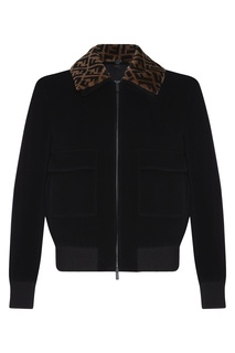 Черная куртка с контрастным воротником Fendi