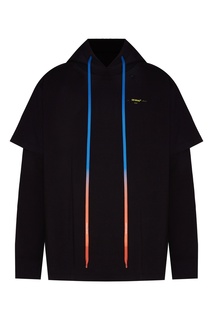 Черное худи с двойными рукавами Off White