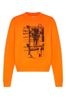 Оранжевый свитшот с принтом Off White