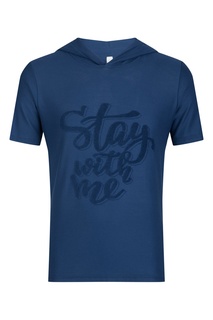 Синяя футболка с вышитой надписью Eleventy