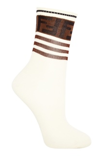 Белые носки с контрастной отделкой Fendi