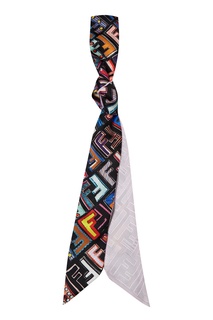 Черный шарф с разноцветным принтом Fendi