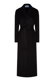 Черное пальто из шерсти и кашгоры Prada