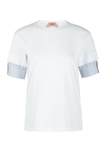 Белая футболка с декоративными рукавами No.21