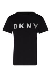 Черная футболка с логотипом Dkny