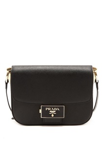 Черная сафьяновая сумка Emblème Prada