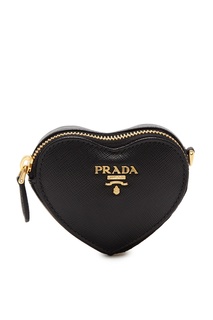 Черный кошелек в форме сердца Prada