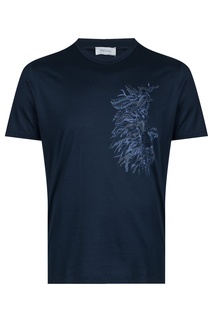 Темно-синяя футболка с рисунком Cortigiani