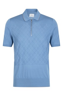 Голубая рубашка-поло с вышитыми узорами Cortigiani
