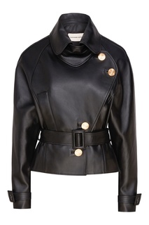 Приталенная кожаная куртка черного цвета Alexandre Vauthier