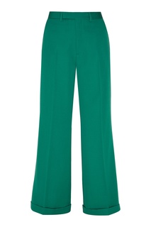 Зеленые брюки из шерсти Gucci