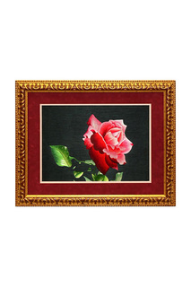 Картина "Роза с каплями росы" Живой шелк