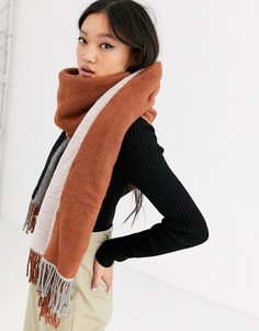 Длинный шарф колор блок с кисточками ASOS DESIGN - Мульти