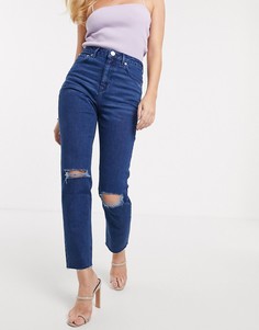 Узкие джинсы с завышенной талией в винтажном стиле и с необработанным низом ASOS DESIGN Farleigh - Синий
