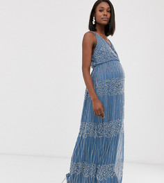 Платье макси с запахом и отделкой в виде цветов и линий ASOS DESIGN Maternity - Мульти