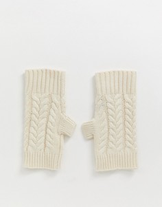 Перчатки без пальцев с вязкой косичкой French Connection Rita - Белый