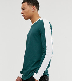 Зеленый лонгслив из органического хлопка с контрастными плечами ASOS DESIGN Tall - Зеленый