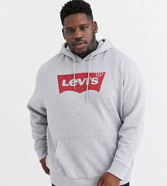 Худи серого цвета с логотипом в виде летучей мыши Levis Big & Tall - Серый Levis®