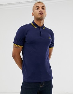Темно-синяя футболка-поло с контрастным воротником Fred Perry - Темно-синий