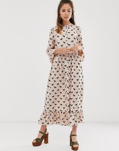 Ярусное платье макси на пуговицах с принтом ASOS DESIGN - Мульти