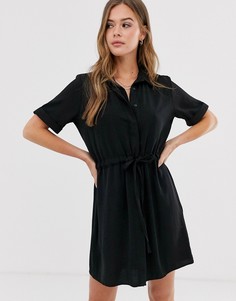 Черное платье-рубашка с поясом New Look - Черный