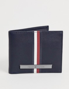 Черный кожаный кошелек с фирменными полосками Tommy Hilfiger - Черный