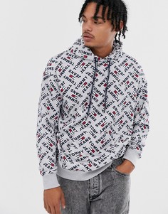 Худи серого цвета со сплошным принтом Tommy Jeans - Серый