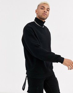 Черный oversize-свитшот с воротником-трубой ASOS DESIGN - Черный