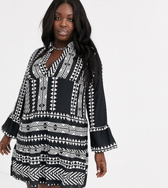 Свободное платье в полоску Boohoo Plus - Мульти