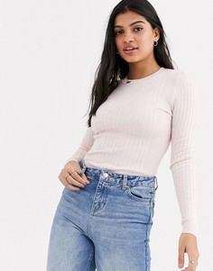 Светло-коричневый джемпер в рубчик с круглым вырезом New Look - Рыжий