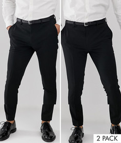 2 пары черных супероблегающих брюк ASOS DESIGN СКИДКА