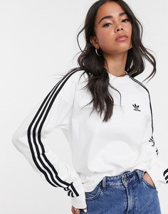 Белый лонгслив с тремя полосками adidas Originals adicolor - Белый