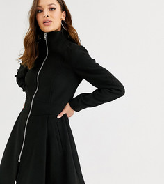 Черное свободное пальто с молнией ASOS DESIGN Tall - Черный
