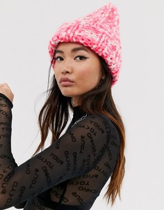 Розовая шапка-бини крупной вязки ASOS DESIGN - Розовый