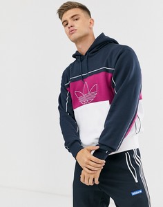 Темно-синий худи с логотипом-трилистником adidas Originals rivalry - Белый