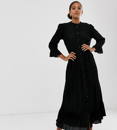 Свободное ярусное платье макси с пуговицами ASOS DESIGN Tall - Черный