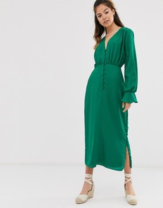 Чайное платье миди на пуговицах ASOS DESIGN - Зеленый