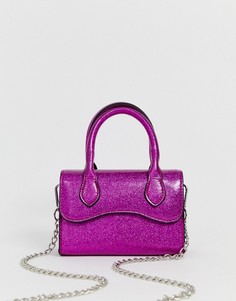 Маленькая сумка с блестками, фигурным клапаном и отстегиваемым ремешком ASOS DESIGN - Розовый
