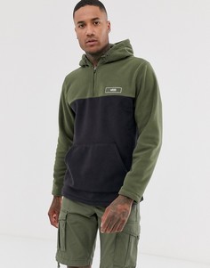 Худи цвета хаки с молнией 1/4 Vans - Черный