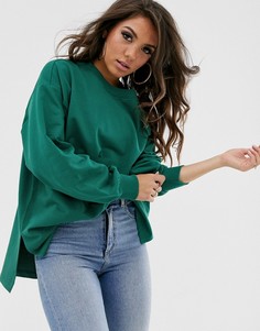 Очень свободный легкий свитшот с разрезами по бокам ASOS DESIGN - Зеленый