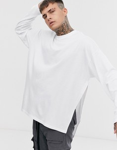 Белый oversize-лонгслив с разрезами по бокам ASOS DESIGN - Белый