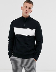 Черный свитшот с молнией и полосой на груди Calvin Klein - Белый